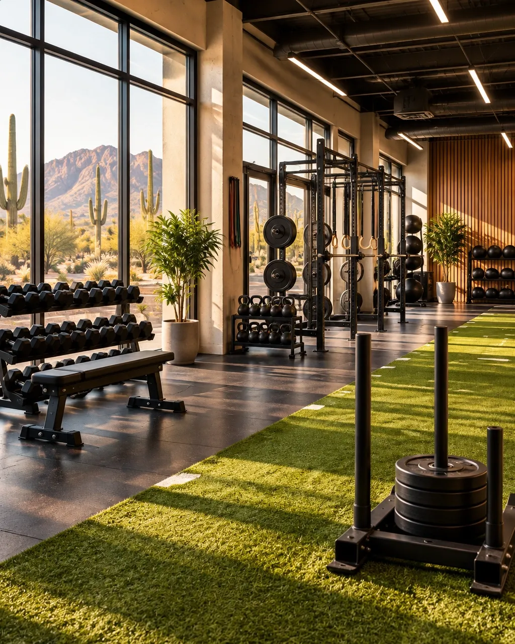 Boutique fitness studio with training area
